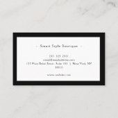 Minimalistische luxe boetiek wit en zwart visitekaartje (Achterkant)