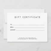 Minimalistische luxe boetiek witte cadeaubon (Achterkant)