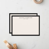 Minimalistische luxe boetiek zwart/ivoor notitie K Notitiekaartje (Voorkant / Achterkant in situ)