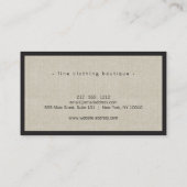Minimalistische luxe boetiek zwart/linnen visitekaartje (Achterkant)