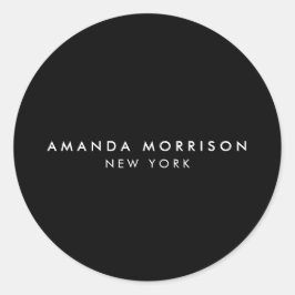 Minimalistische luxe boetiek zwart ronde sticker
