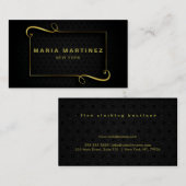 Minimalistische luxe boetiek zwart visitekaartje (Voorkant / Achterkant)