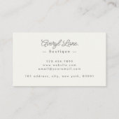 Minimalistische luxe boetiekivoor elegant script visitekaartje (Achterkant)