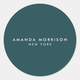 Minimalistische luxe boutique diep teal ronde sticker