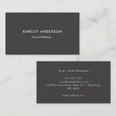 Minimalistische luxe boutique donkergrijs visitekaartje (Voorkant / Achterkant)