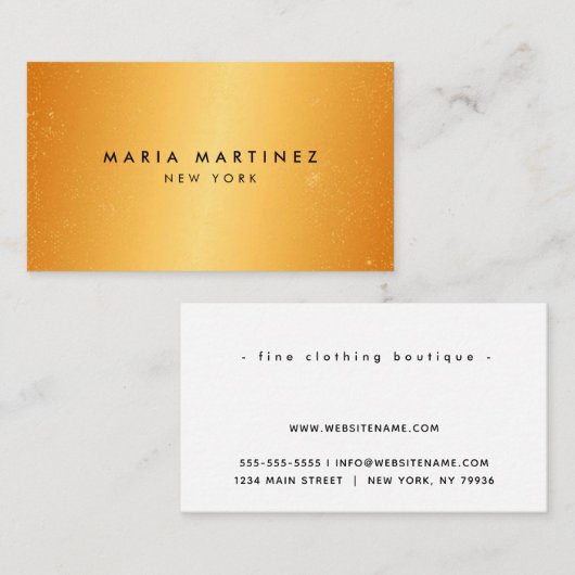 Minimalistische luxe Boutique Gold Visitekaartje (Voorkant / Achterkant)