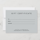 Minimalistische luxe boutique grijze cadeaubon (Achterkant)