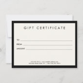 Minimalistische luxe boutique ivoor cadeaubon (Achterkant)