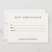 Minimalistische luxe boutique ivoor cadeaubon (Achterkant)