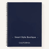 Minimalistische luxe boutique marine blauw notitieboek (Voorkant)