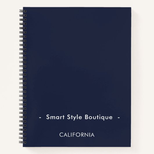 Minimalistische luxe boutique marine blauw notitieboek (Voorkant)