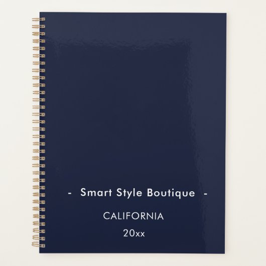 Minimalistische luxe boutique marine blauw planner (Voorkant)