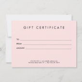 Minimalistische luxe boutique roze cadeaubon (Achterkant)