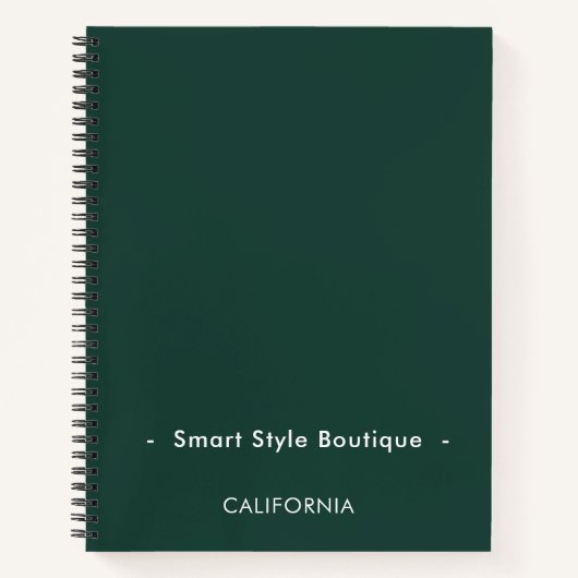 Minimalistische luxe boutique smaragdgroen notitieboek (Voorkant)