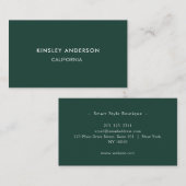 Minimalistische luxe boutique smaragdgroen visitekaartje (Voorkant / Achterkant)