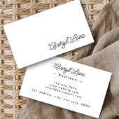 Minimalistische luxe boutique wit elegant script visitekaartje