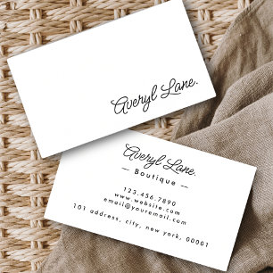 Minimalistische luxe boutique wit elegant script visitekaartje