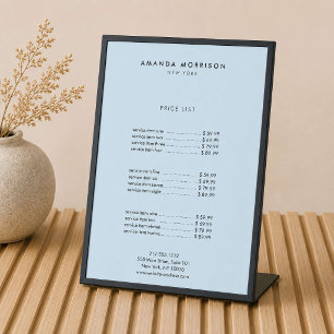 Minimalistische luxe boutique zwart/blauw reclamebord met voetstuk