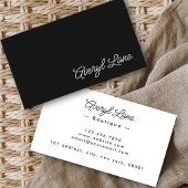 Minimalistische Luxe Boutique Zwart Elegant Script Visitekaartje