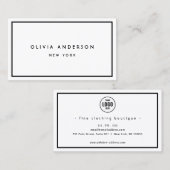 Minimalistische luxe boutique zwart/ivoor business visitekaartje (Voorkant / Achterkant)