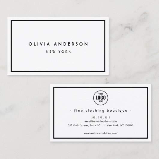 Minimalistische luxe boutique zwart/ivoor business visitekaartje (Voorkant / Achterkant)