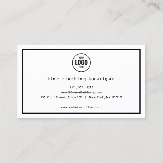 Minimalistische luxe boutique zwart/ivoor business visitekaartje (Achterkant)