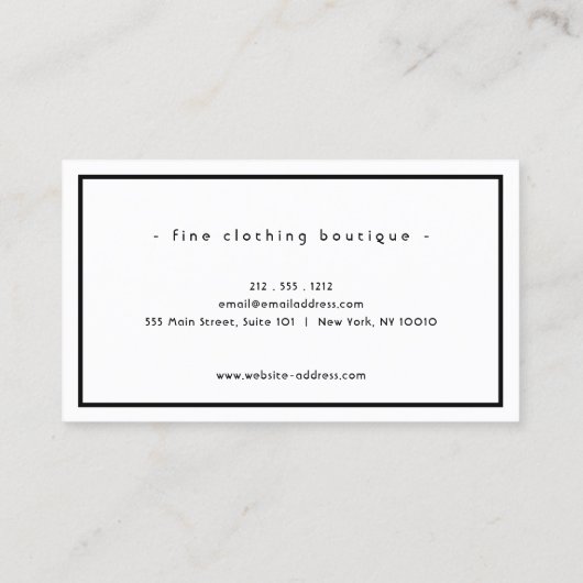 Minimalistische Luxe Boutique Zwart/Ivoor logo Visitekaartje (Achterkant)