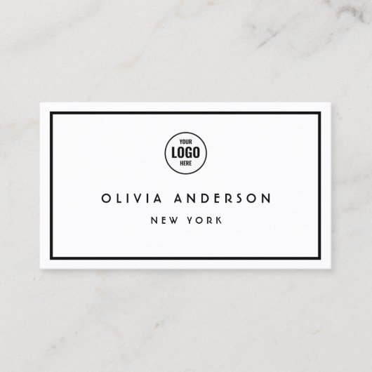 Minimalistische Luxe Boutique Zwart/Ivoor logo Visitekaartje (Voorkant)