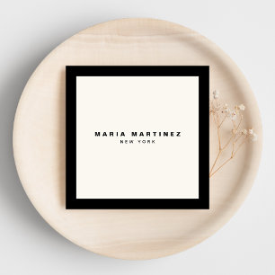 Minimalistische Luxe Boutique Zwart/Ivory Vierkante Visitekaartje