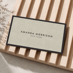 Minimalistische luxe boutique zwart/linnen visitekaartje