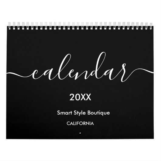Minimalistische Luxe Boutique Zwart-wit Kalender (Hoes)