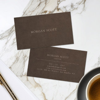 Minimalistische luxe bruine suède textuur visitekaartje