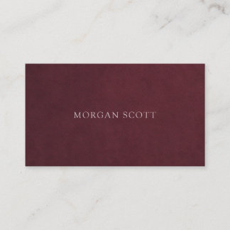 Minimalistische luxe burgundy suèdeprint visitekaartje