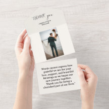 Minimalistische luxe crème elopement bedank foto