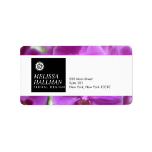 Minimalistische Luxe Floral Logo met Paarse Orchid Etiket