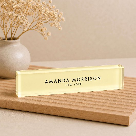 Minimalistische luxe geel naambordje
