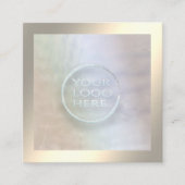 Minimalistische luxe gouden holografische aangepas vierkante visitekaartje (Voorkant)