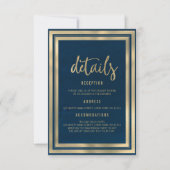 Minimalistische luxe gouden marineblauwe trouwdeta kaart (Voorkant)