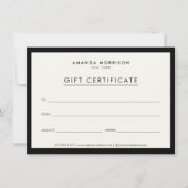 Minimalistische luxe ivoor cadeaubon (Voorkant)