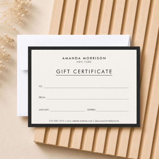 Minimalistische luxe ivoor cadeaubon