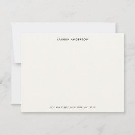 Minimalistische luxe ivoor gepersonaliseerde flat notitiekaartje