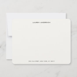 Minimalistische luxe ivoor gepersonaliseerde flat notitiekaartje