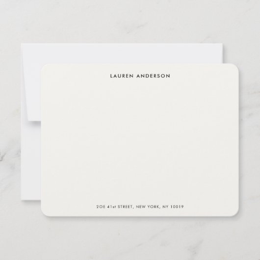 Minimalistische luxe ivoor gepersonaliseerde flat notitiekaartje (Voorkant)