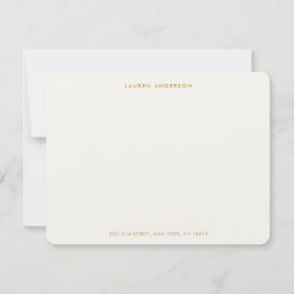 Minimalistische luxe ivoor & goud gepersonaliseerd notitiekaartje
