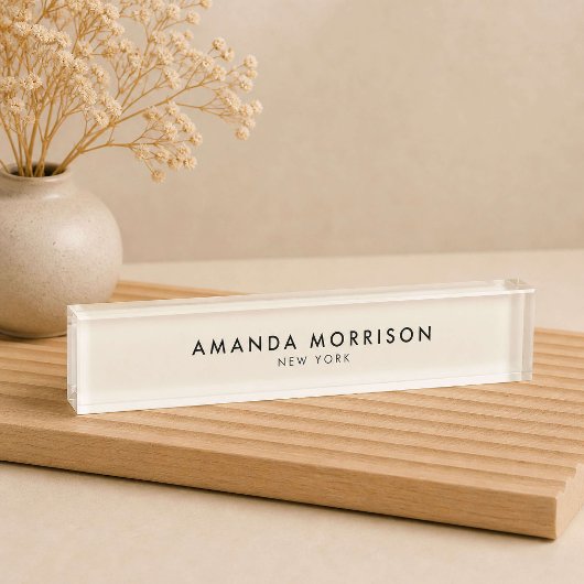Minimalistische Luxe Ivoren Naambordje