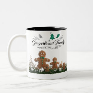 Minimalistische luxe kerst gingerbrood familie tweekleurige koffiemok