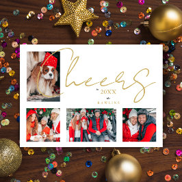 Minimalistische luxe kerstfoto familie van 4 feestdagenkaart