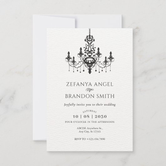 Minimalistische  luxe kroonluchter bruiloft kaart (Voorkant)