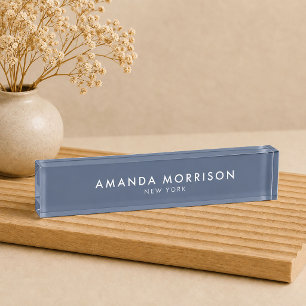 Minimalistische luxe leisteenblauw naambordje