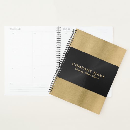 Minimalistische luxe Metallic Gold & Black textuur Planner (Display)